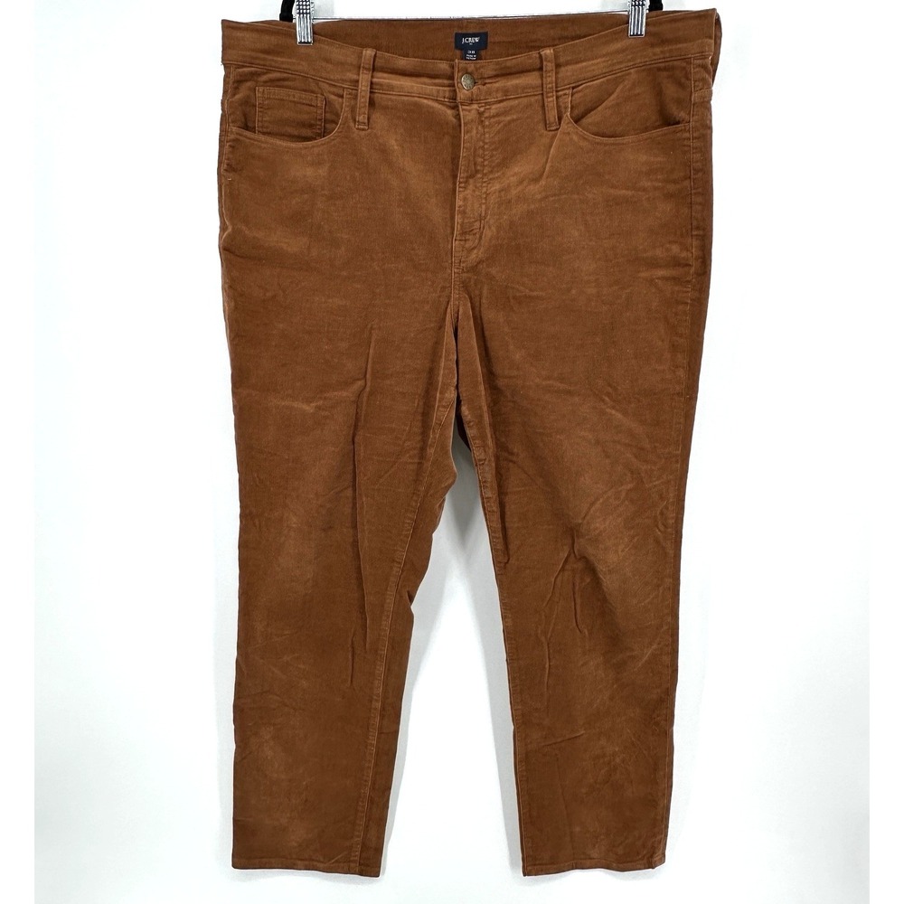 J.CREW Corduroy Pants Women 35 Full-Length Straight Brown Stretch BT006
